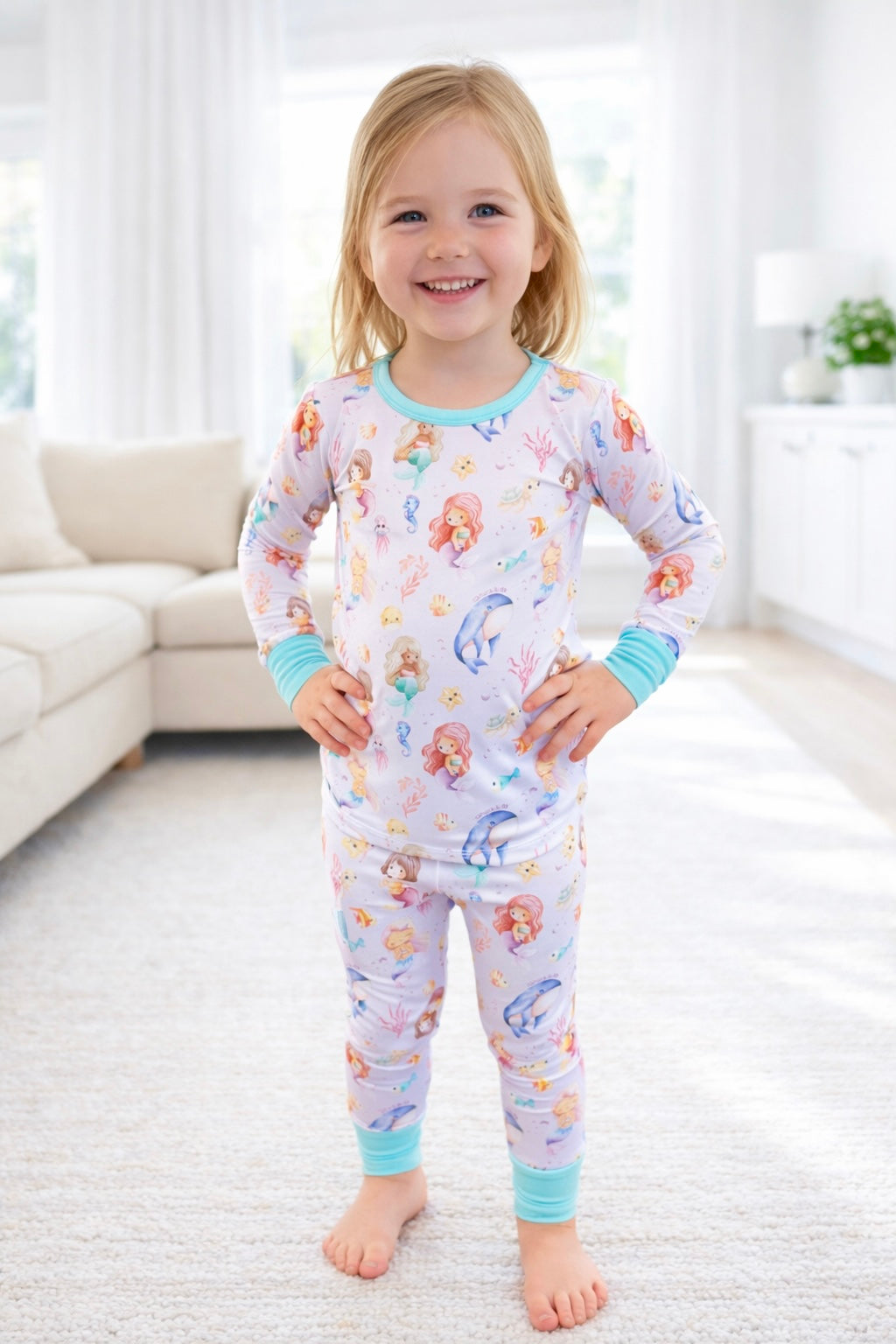 Mermaid Cove - Long Sleeve Bamboo Pajama Set image 0