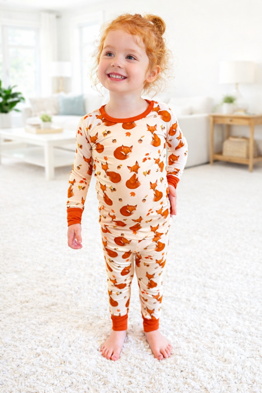 Foxes and Acorns - Long Sleeve Bamboo Pajama Set image 2