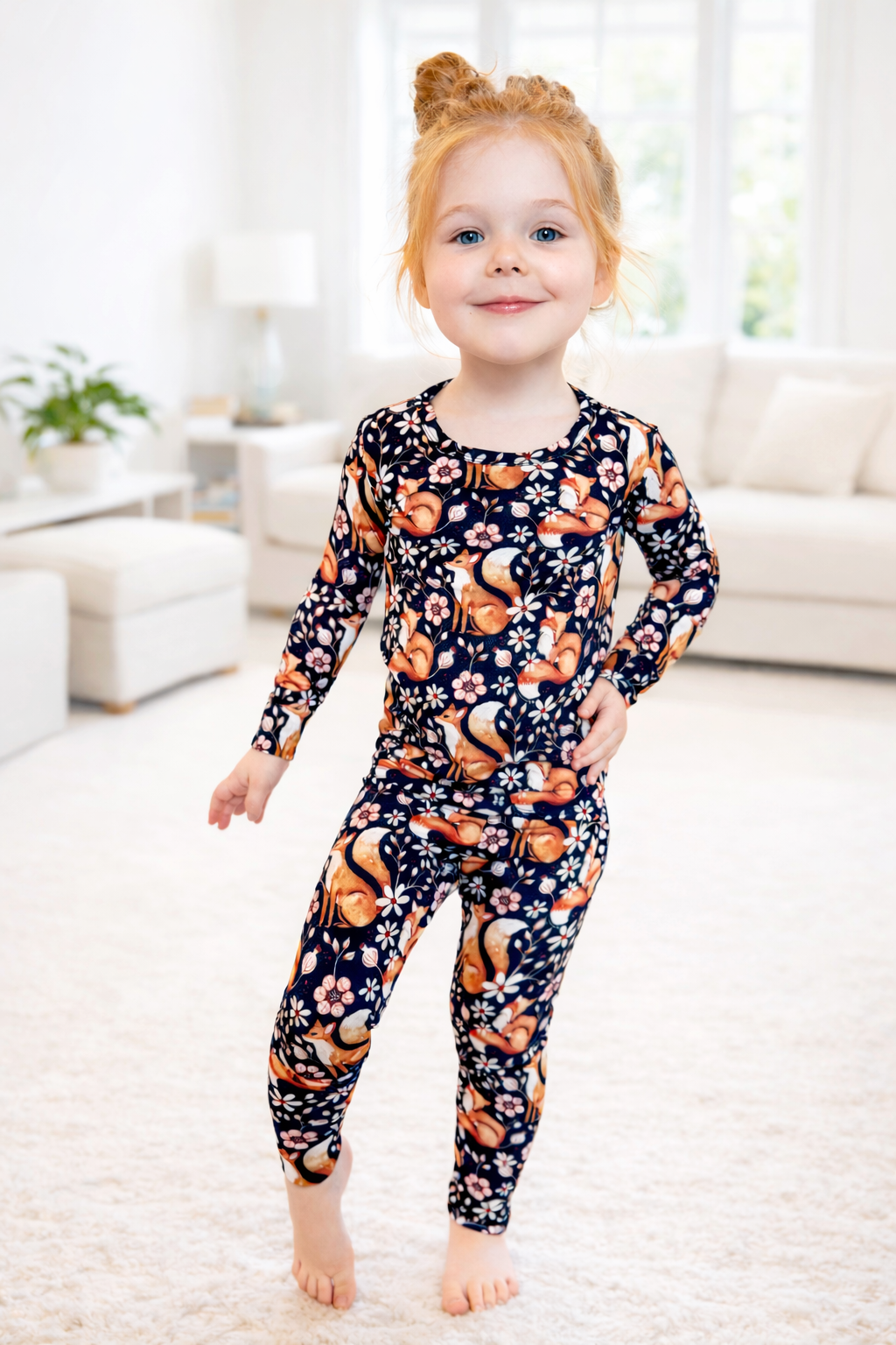 Foxy Florals - Long Sleeve Bamboo Pajama Set image 0