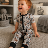 Pirate Adventure - Footless Short Sleeve Bamboo Romper