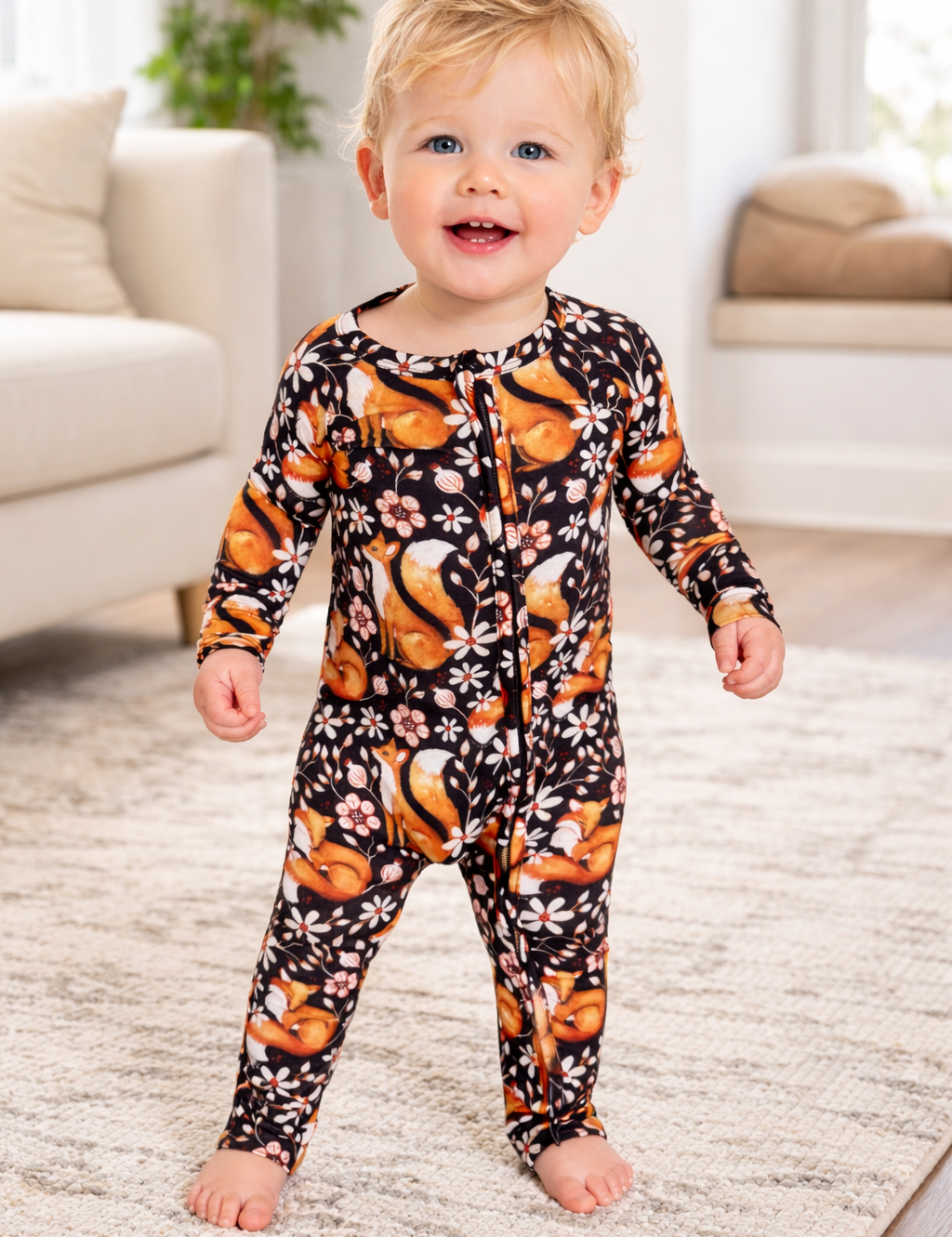 Foxy Florals - Convertible Bamboo Romper image 0